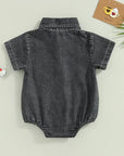 - Denim Button-Up Romper Baby Stork