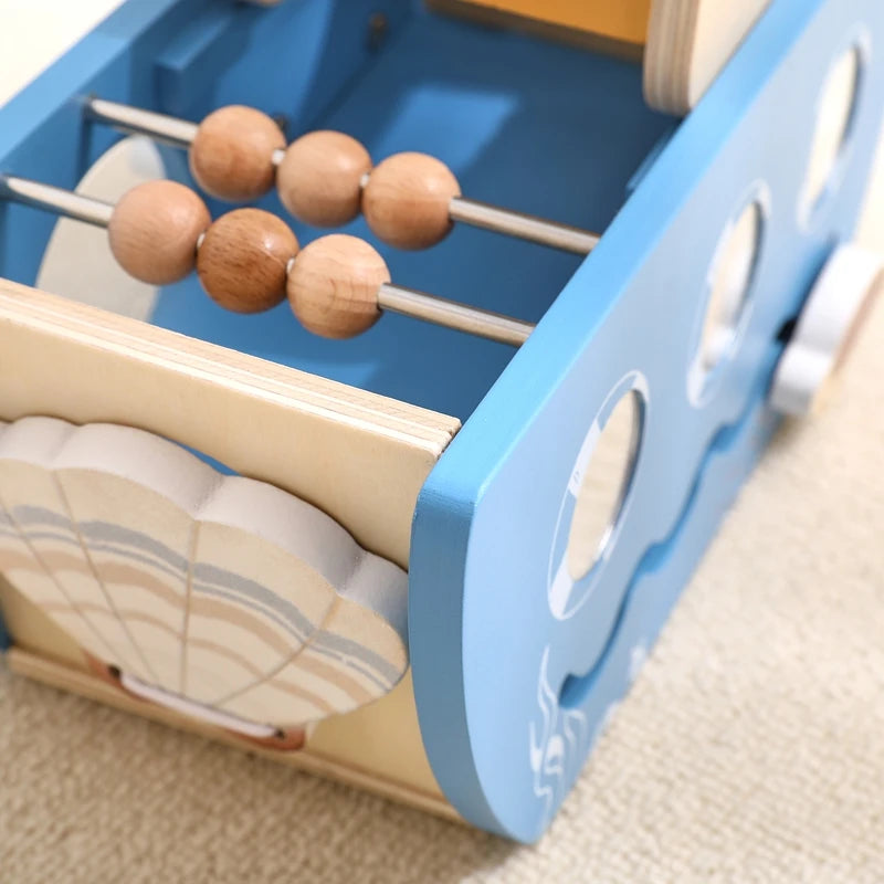 - 5-in-1 Multi-Activity Wooden Boat Busy Cube | Montessori-Inspired Educational Toy Baby Stork