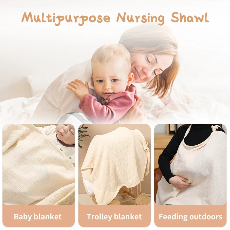 - Breathable Cotton Muslin Nursing Cover – Adjustable Privacy Apron for Breastfeeding Baby Stork Nursing & Feeding