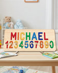 - Custom Wooden Name & Number Puzzle – Personalised Educational Toy Baby Stork