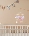 - Bear Cuddling the Moon & Night Sky Felt Nursery Mobile Baby Stork Baby Mobile