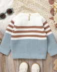- Light Blue Vehicle Knit Sweater – Soft & Warm Striped Baby Jumper Baby Stork