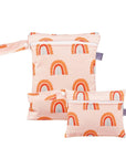 Rainbo - 2pcs Cute Travel Wet Dry Bag Set - Waterproof & Portable for Beach, Pool, Nappies, and more Baby Stork Diaper Wet Bags