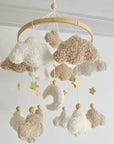- ☁️ Bouclé Cloud & Moon Baby Mobile – Soft Neutral Nursery Décor with Stars Baby Stork Baby Mobile