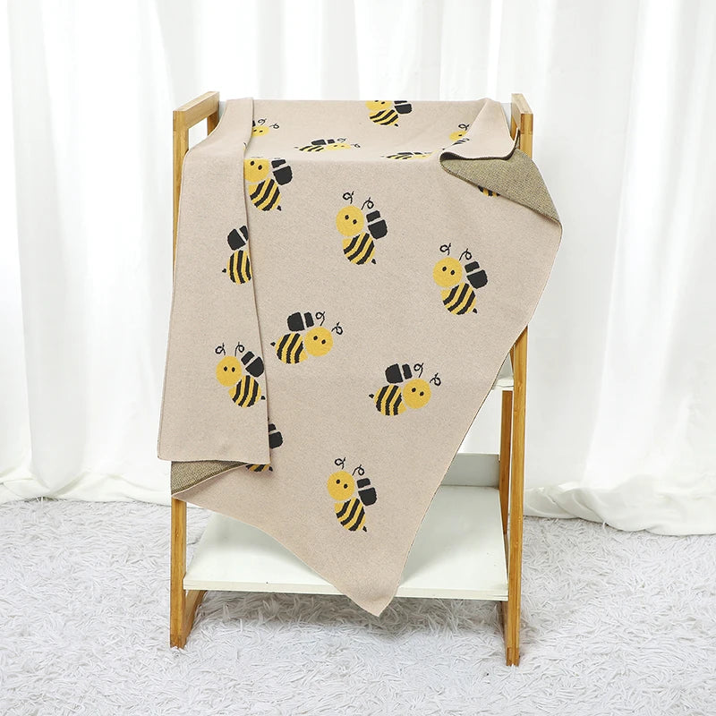 Soft Knit Busy Bee Baby Blanket 100% Cotton, 70x90cm – Baby Stork