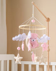 - Bear Cuddling the Moon & Night Sky Felt Nursery Mobile Baby Stork Baby Mobile