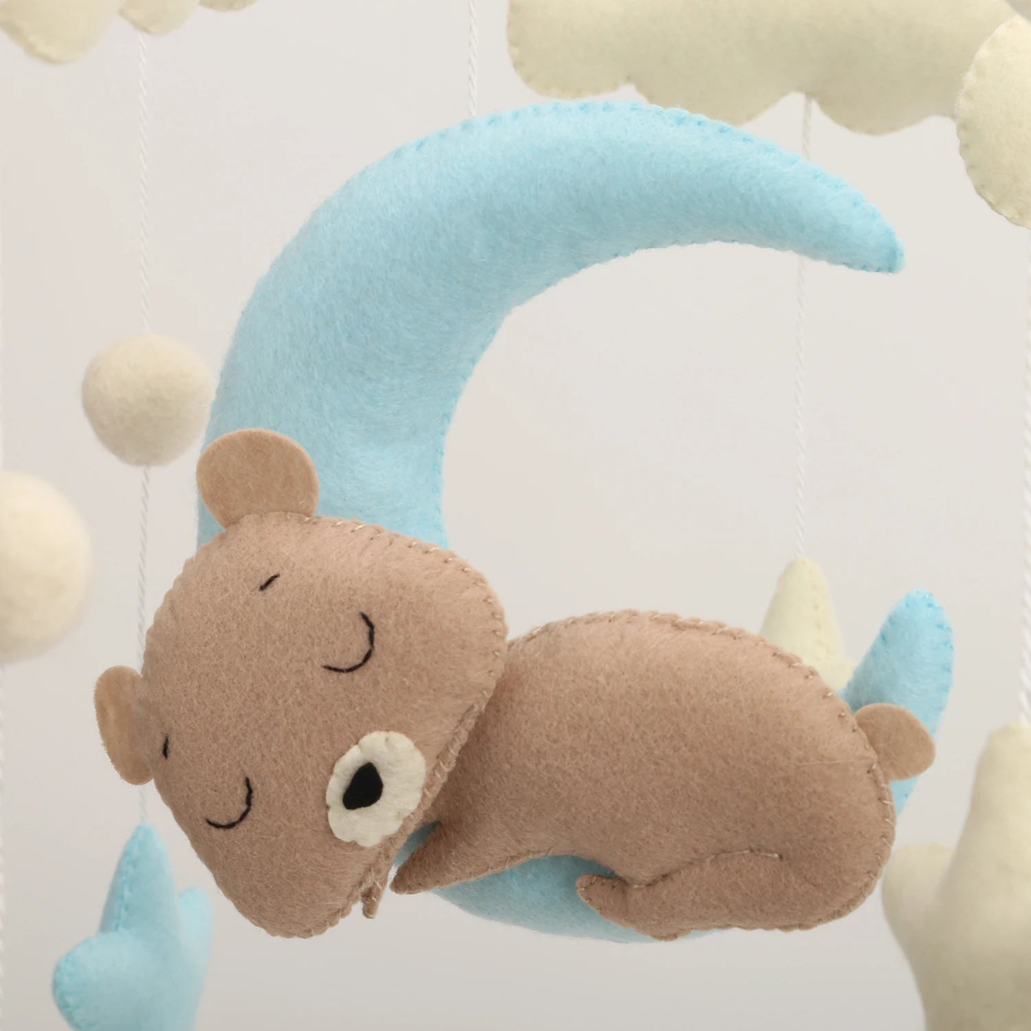 - 🌙 Teddy Bear Moon Baby Mobile – Blue Stars and Clouds Crib Mobile Baby Stork Baby Mobile