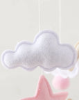- Bear Cuddling the Moon & Night Sky Felt Nursery Mobile Baby Stork Baby Mobile