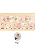 - Custom Wooden Name & Number Puzzle – Personalised Educational Toy Baby Stork