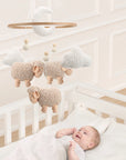 - Sheep & Bouclé Clouds Cot Mobile - Cream & Beige AE
