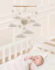 - Starry Night Bouclé Baby Mobile – Cream & Ivory Nursery Décor Baby Stork