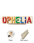 With Stand & Pegs - Custom Personalised Name Puzzle – Wooden Montessori Gift (Pegs & Stand Options) Baby Stork Puzzles