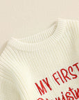- My First Christmas Embroidered Knit Romper Baby Stork