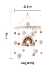 brown & White - Boho Rainbow Wooden Crib Mobile with Felt & Wool Balls - Baby Crib Mobile Baby Stork Baby Mobile