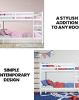 - Slumber White Wooden Single Bunk Bed Frame – 2-in-1 Convertible, Solid Pine, Detachable into 2 Single Beds Baby Stork Furniture > Bedroom > Beds & Bed Frames