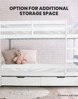 - Slumber White Wooden Single Bunk Bed Frame – 2-in-1 Convertible, Solid Pine, Detachable into 2 Single Beds Baby Stork Furniture > Bedroom > Beds & Bed Frames