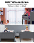 - Wooden Single Bunk Bed Frame – 2-in-1 Modular Design, Converts to 2 Single Beds In Grey Baby Stork Furniture > Bedroom > Beds & Bed Frames