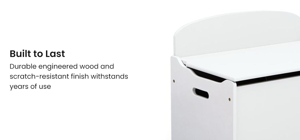 Children Deluxe Toy Box | Wooden Kids Storage Chest in White