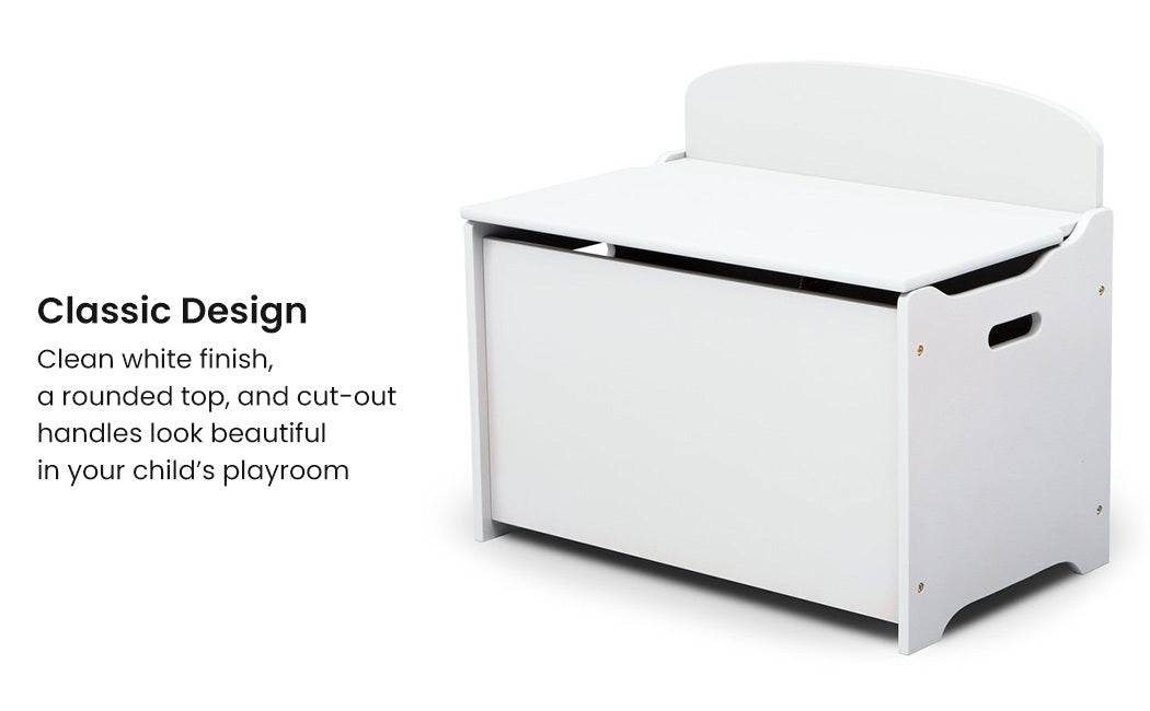 Children Deluxe Toy Box | Wooden Kids Storage Chest in White