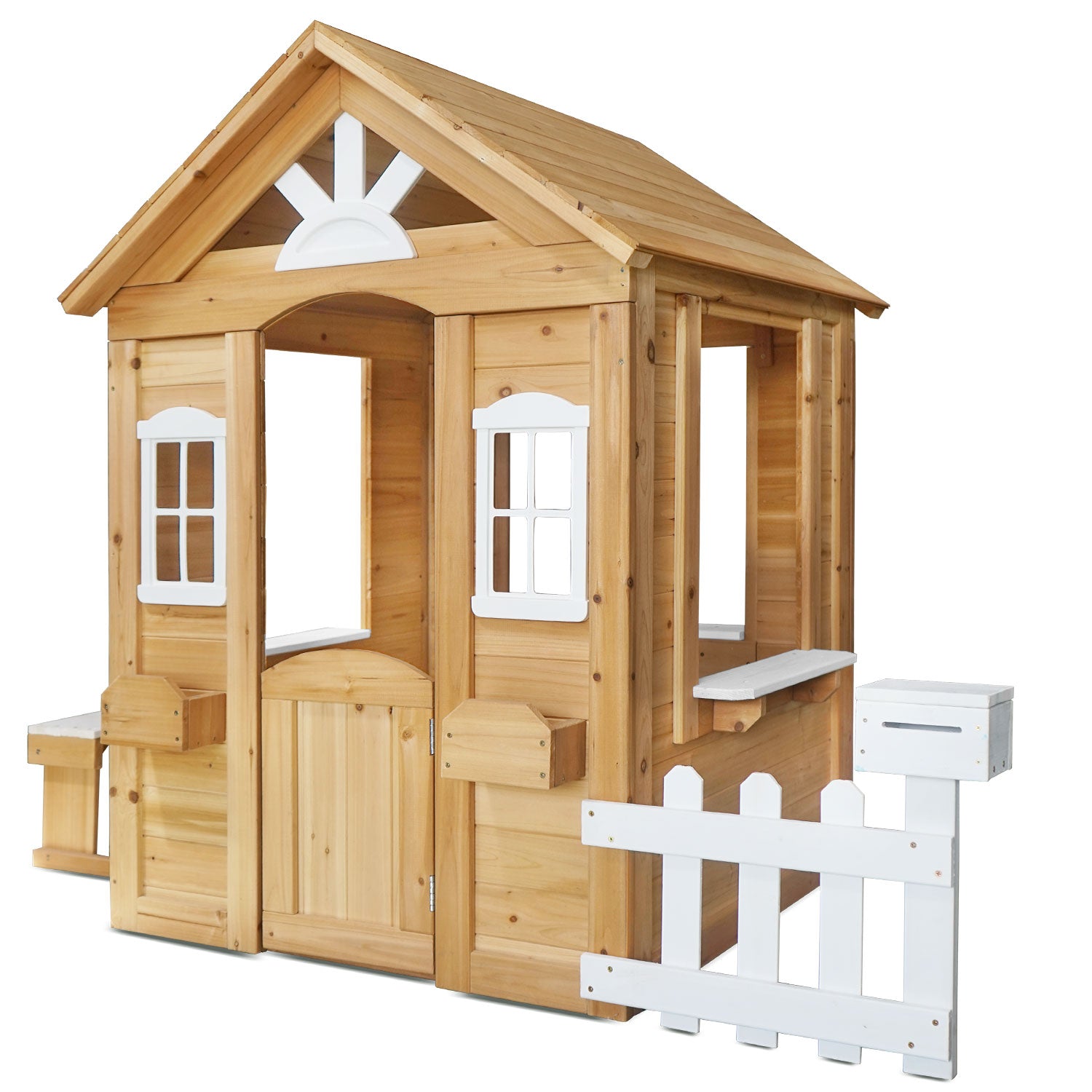 - Lifespan Kids Teddy V2 Cubby House - Natural Wood | White Picket Fence & Mailbox Lifespan Kids Baby & Kids > Baby & Kid's Toys > Outdoor Play Equipment