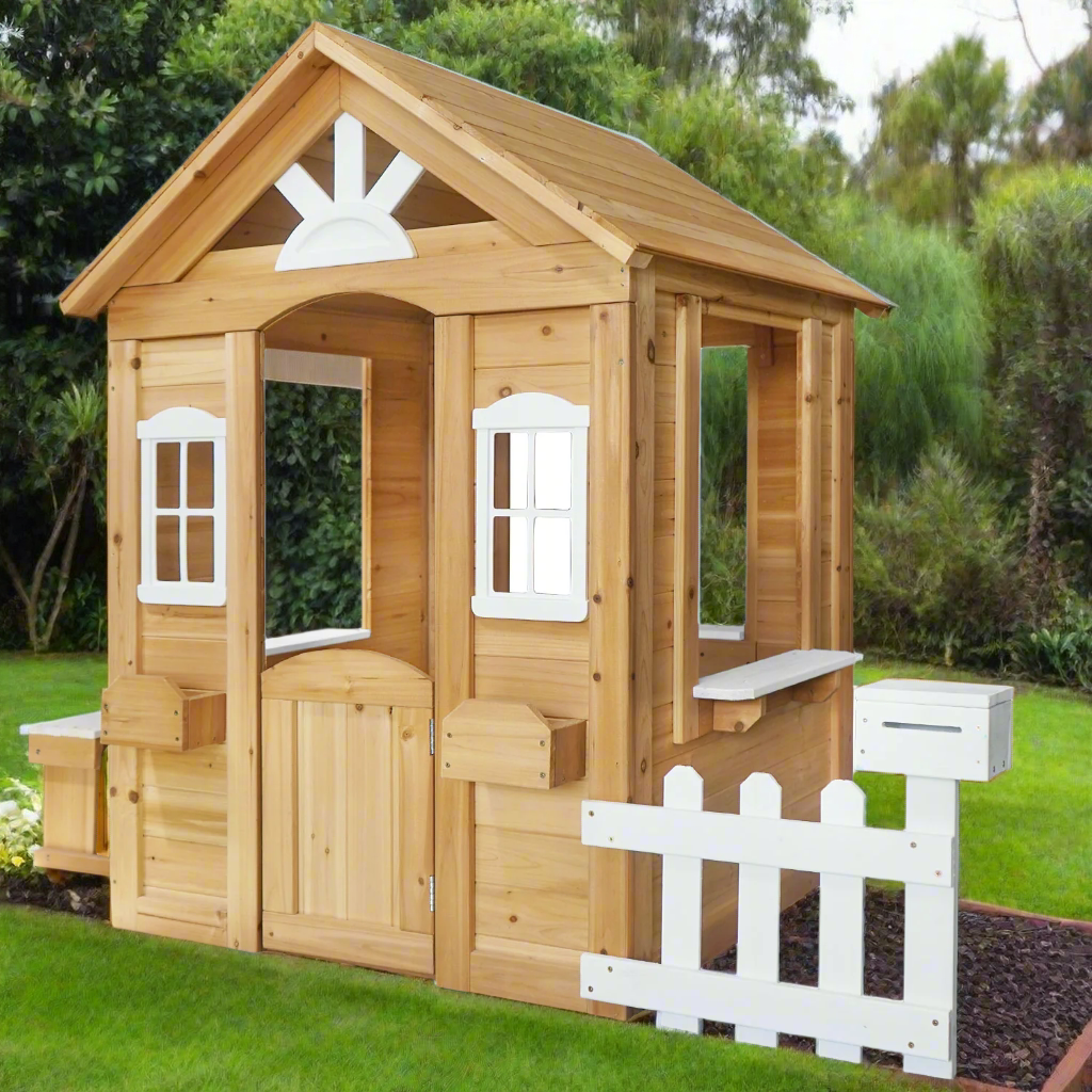 - Lifespan Kids Teddy V2 Cubby House - Natural Wood | White Picket Fence & Mailbox Lifespan Kids Baby & Kids > Baby & Kid's Toys > Outdoor Play Equipment