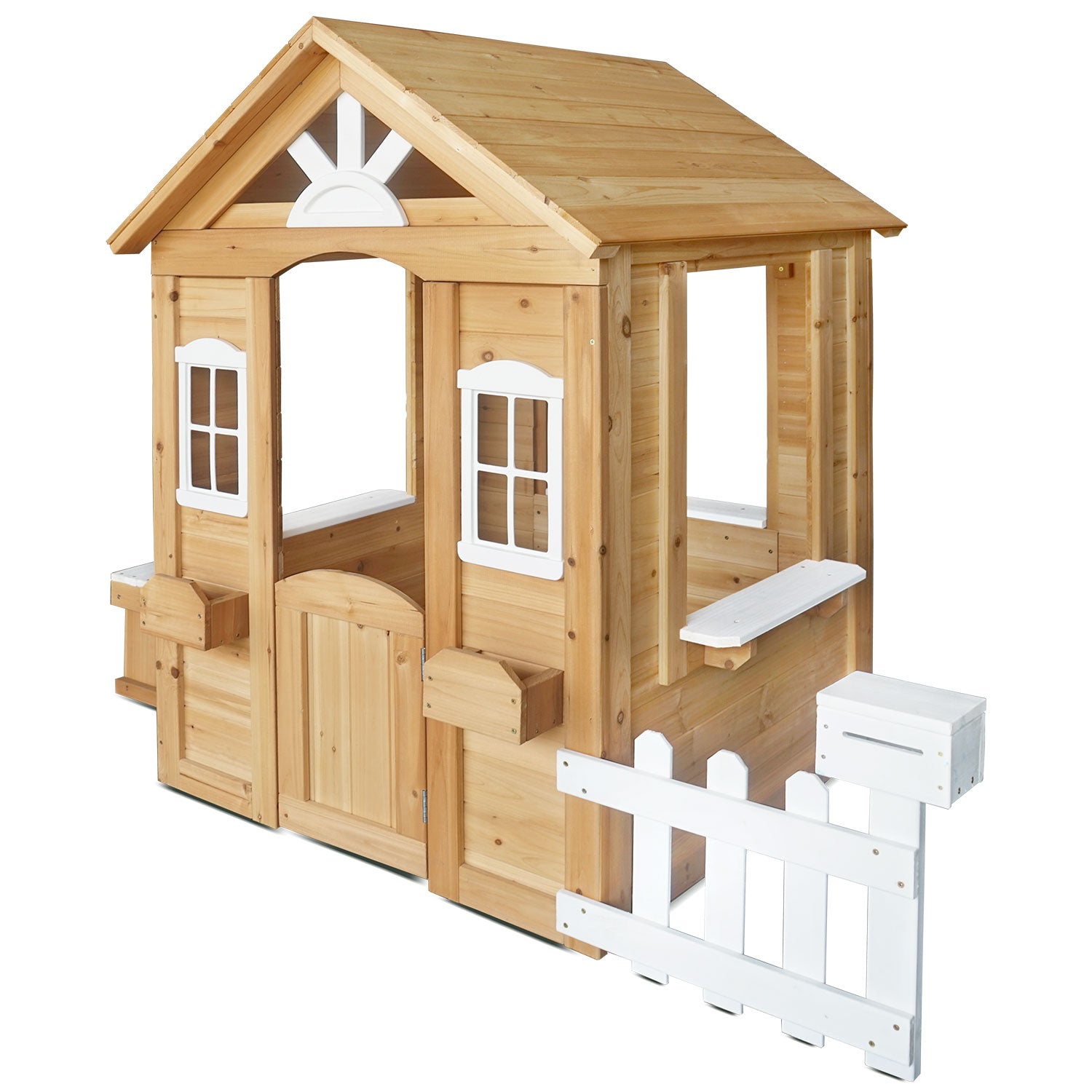 - Lifespan Kids Teddy V2 Cubby House - Natural Wood | White Picket Fence & Mailbox Lifespan Kids Baby & Kids > Baby & Kid's Toys > Outdoor Play Equipment
