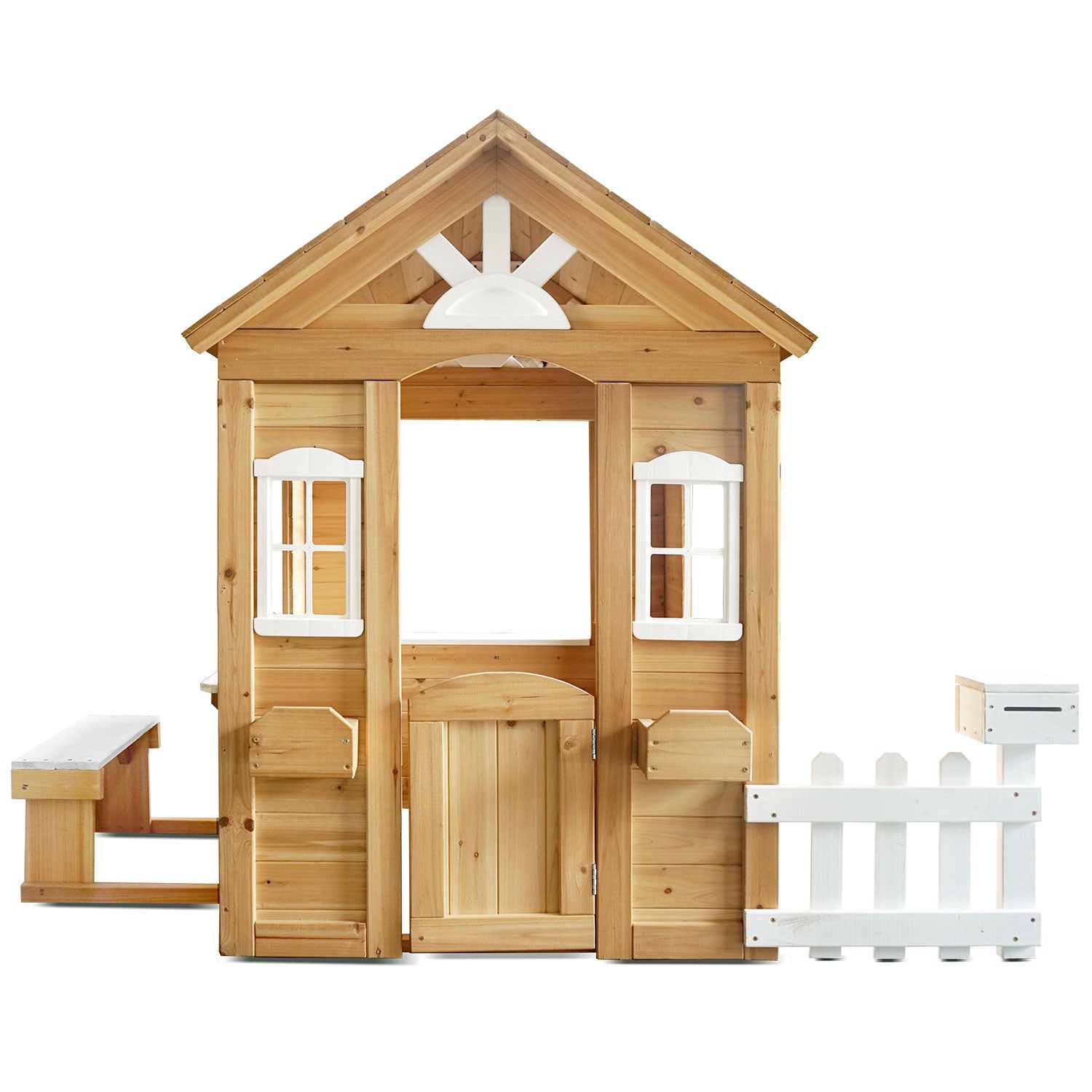 - Lifespan Kids Teddy V2 Cubby House - Natural Wood | White Picket Fence & Mailbox Lifespan Kids Baby & Kids > Baby & Kid's Toys > Outdoor Play Equipment