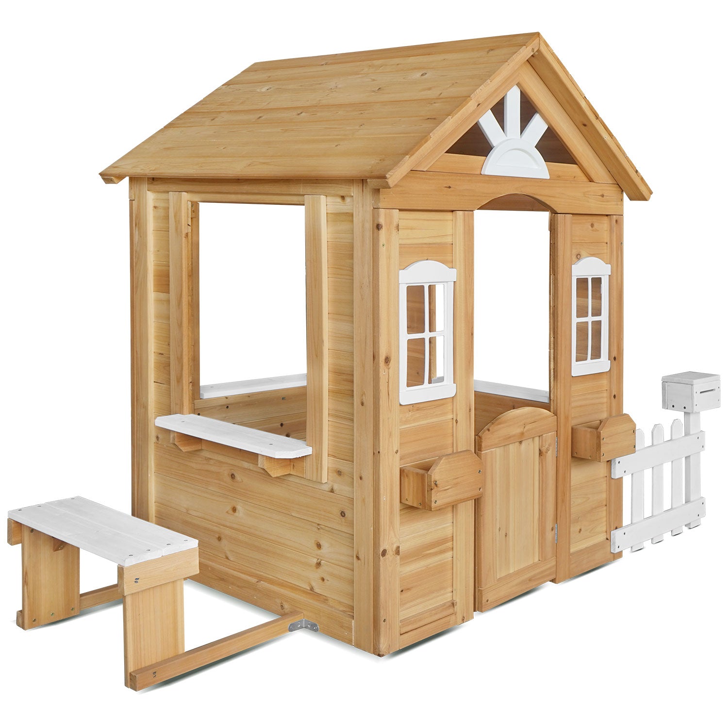 - Lifespan Kids Teddy V2 Cubby House - Natural Wood | White Picket Fence & Mailbox Lifespan Kids Baby & Kids > Baby & Kid's Toys > Outdoor Play Equipment