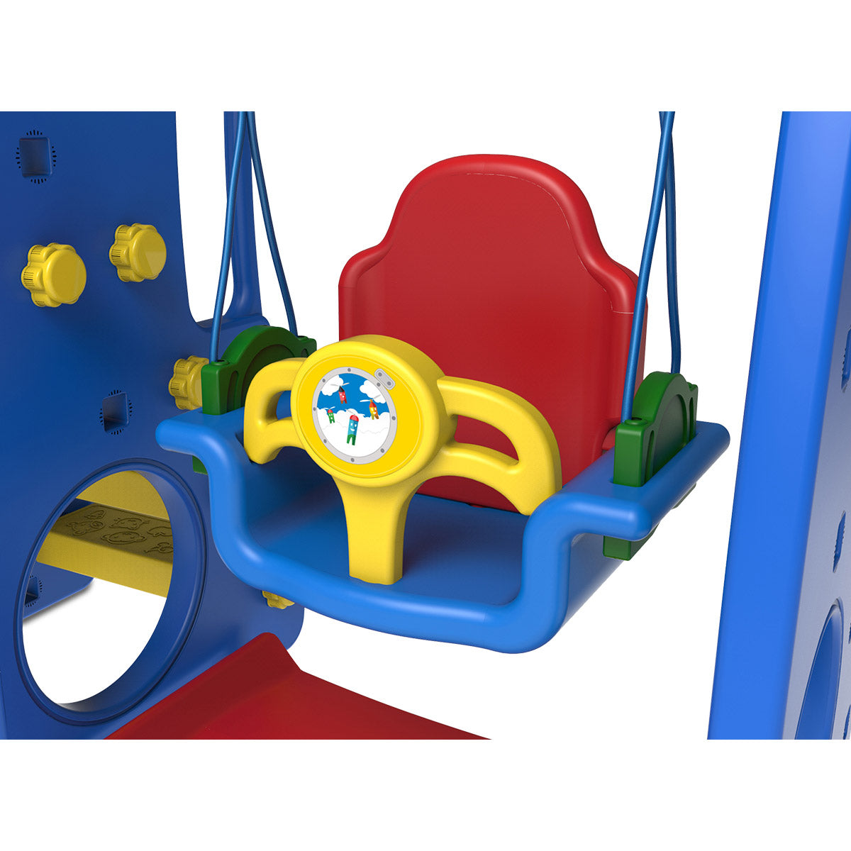 Kids 4-in-1 Slide & Swing Playset with Basketball Hoop & Music | Indoor & Outdoor Fun