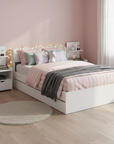 - Single Bed Frame with Storage Drawers, USB Charging Ports & Tall Bedside Shelf Unit | White Baby Stork Furniture > Bedroom > Beds & Bed Frames