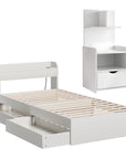 - Single Bed Frame with Storage Drawers, USB Charging Ports & Tall Bedside Shelf Unit | White Baby Stork Furniture > Bedroom > Beds & Bed Frames
