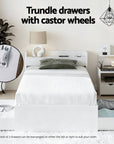 - Single Bed Frame with Storage Drawers, USB Charging Ports & Tall Bedside Shelf Unit | White Baby Stork Furniture > Bedroom > Beds & Bed Frames