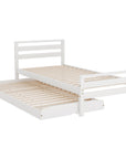 - Single Bed Frame with Pull-Out Trundle – White Solid Pine Baby Stork Furniture > Bedroom > Beds & Bed Frames