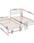 - Single Bed Frame with Pull-Out Trundle – White Solid Pine Baby Stork Furniture > Bedroom > Beds & Bed Frames