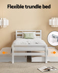 - Single Bed Frame with Pull-Out Trundle – White Solid Pine Baby Stork Furniture > Bedroom > Beds & Bed Frames