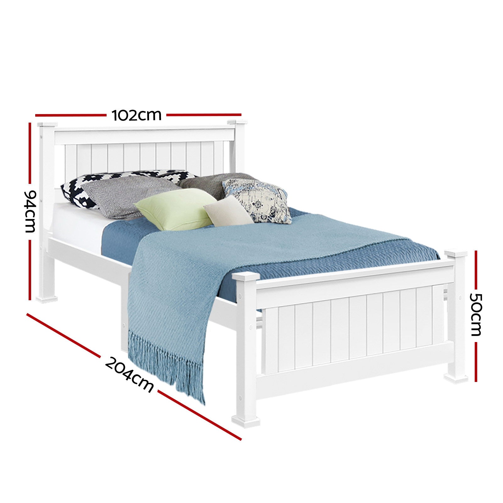 - Single Size Classic Wooden Bed Frame – White Baby Stork Furniture > Bedroom > Beds & Bed Frames