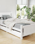 - Single Wooden Bed Frame with Storage Drawers – White Artiss Furniture > Bedroom > Beds & Bed Frames