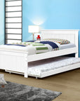 - King Single Wooden Trundle Bed – White Baby Stork Furniture > Bedroom > Beds & Bed Frames