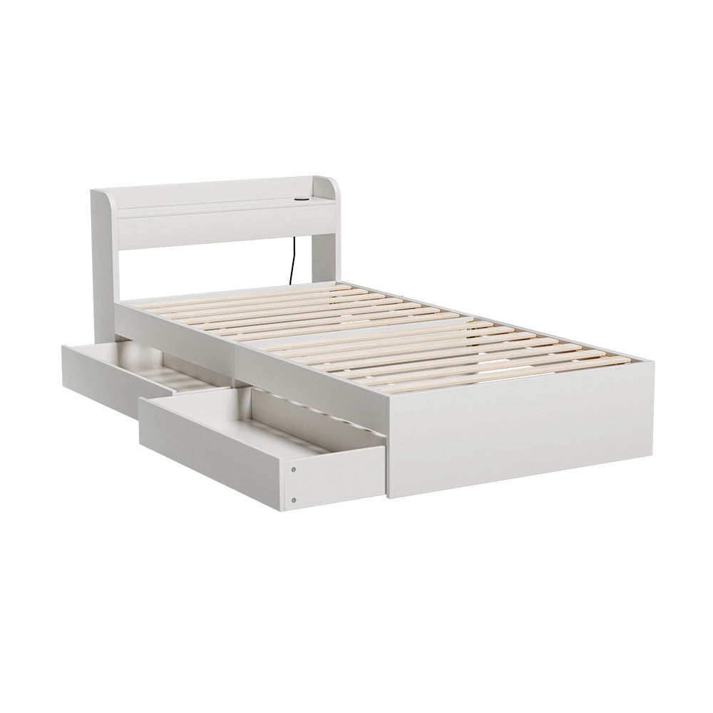 - Single Bed Frame with Storage Drawers & USB Charging Ports – White Baby Stork Furniture > Bedroom > Beds & Bed Frames