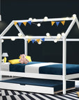 - Bed Frame Wooden Trundle Daybed Kids House Frame - White HOLY Artiss Baby & Kids > Kid's Furniture > Kid's Beds & Bed Frames