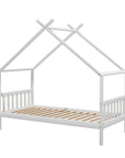 - Montessori-Inspired Single House Bed Frame – Solid Pine, White Baby Stork Furniture > Bedroom > Beds & Bed Frames