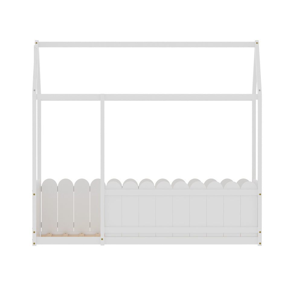 Bed Frame Wooden Kids House Single Frame - White KORI