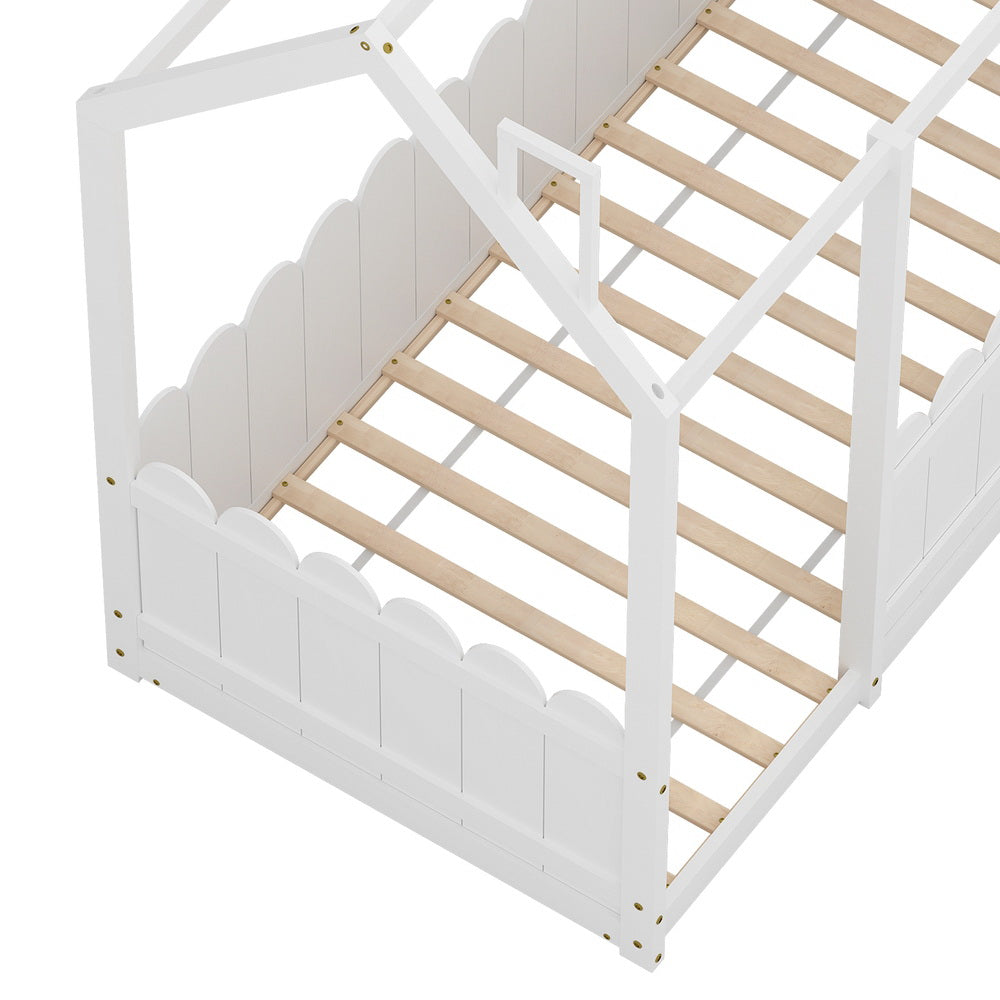 Bed Frame Wooden Kids House Single Frame - White KORI