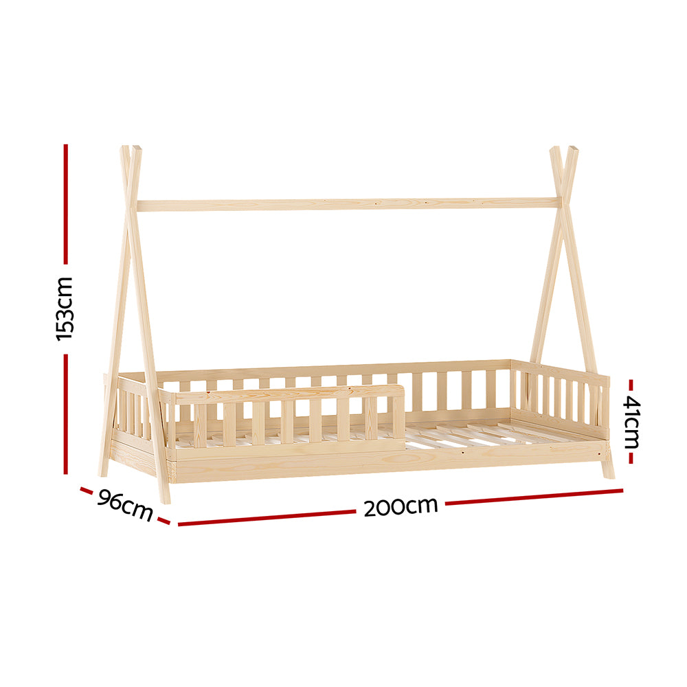 - Bed Frame Wooden Kids House Frame - French Oak PUAH | Safe & Stylish Design Artiss Baby & Kids > Kid's Furniture > Kid's Beds & Bed Frames
