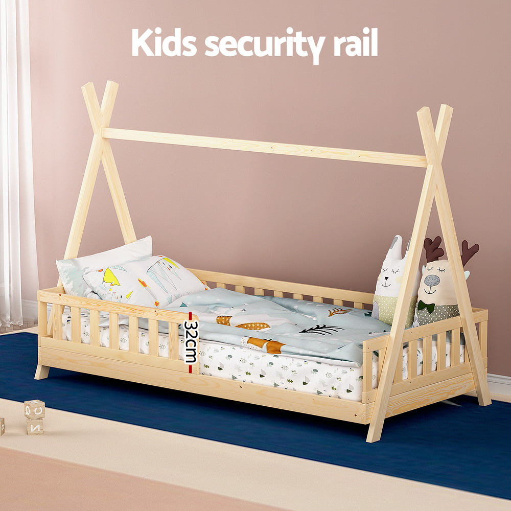- Bed Frame Wooden Kids House Frame - French Oak PUAH | Safe & Stylish Design Artiss Baby & Kids > Kid's Furniture > Kid's Beds & Bed Frames