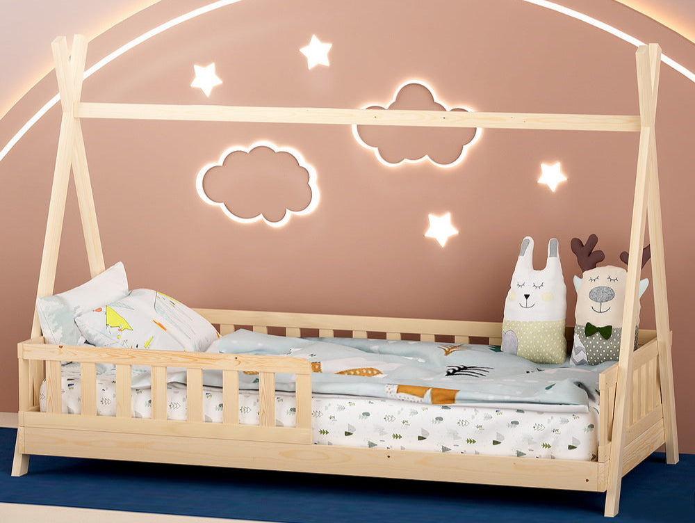 - Bed Frame Wooden Kids House Frame - French Oak PUAH | Safe & Stylish Design Artiss Baby & Kids > Kid's Furniture > Kid's Beds & Bed Frames