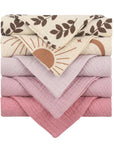 Leaves Pink - Baby Burping Cloths 5pcs - Small Storkke Burp Cloths