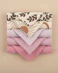 Leaves Pink - Baby Burping Cloths 5pcs - Small Storkke Burp Cloths