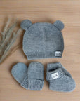 Harbour Grey - Exclusive Beanie, Mitten, and Booties Gift Set - Handmade with Love Storkke Gifting