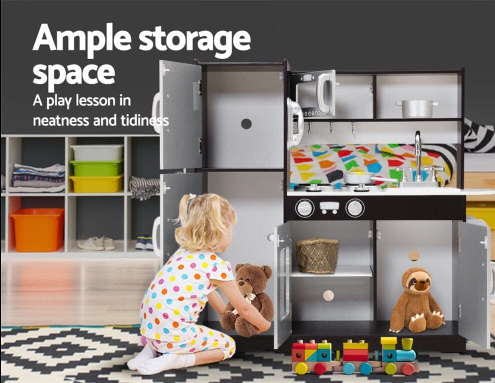 - Black & Grey Gourmet Paradise: Wooden Kitchen Play Set for Budding Chefs Keezi Baby & Kids > Kid's Furniture